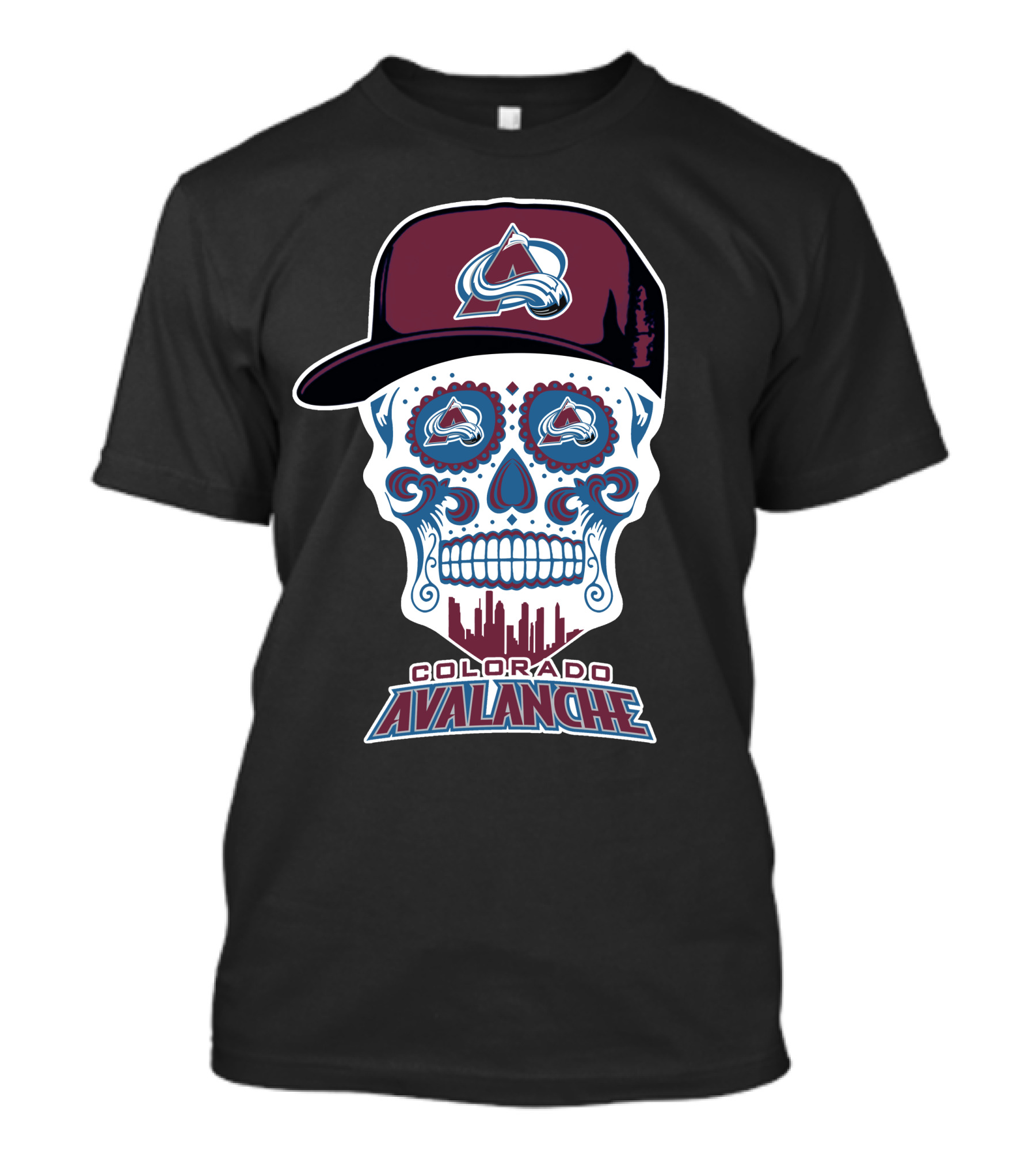 Colorado Avalanche Sugar Skull With Hat T-Shirt