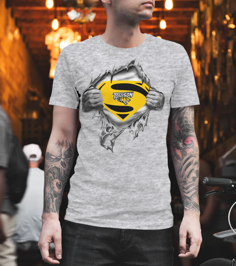 Towson Tigers Superman Logo Rip T-Shirt