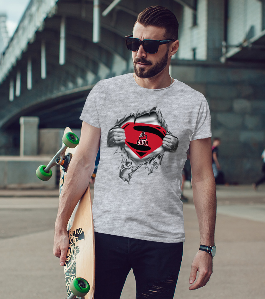 Csun Matadors Superman Logo Inside Ripped Metal T-Shirt
