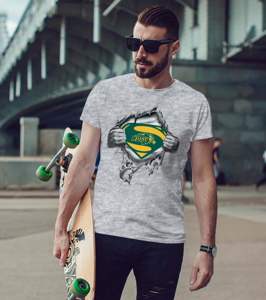 Ndsu Bison Superman Logo Torn Chest 275 North Dakota State T-Shirt