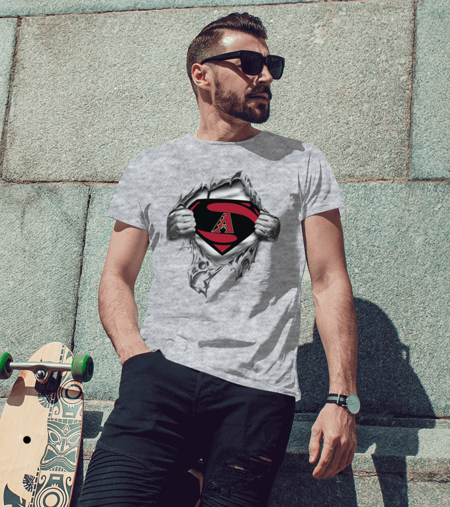 Arizona Diamondbacks Superman Logo Emblem Torn T-Shirt