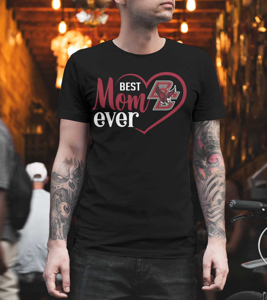 Best Mom Ever Boston College Eagles Bc Logo Heart T-Shirt