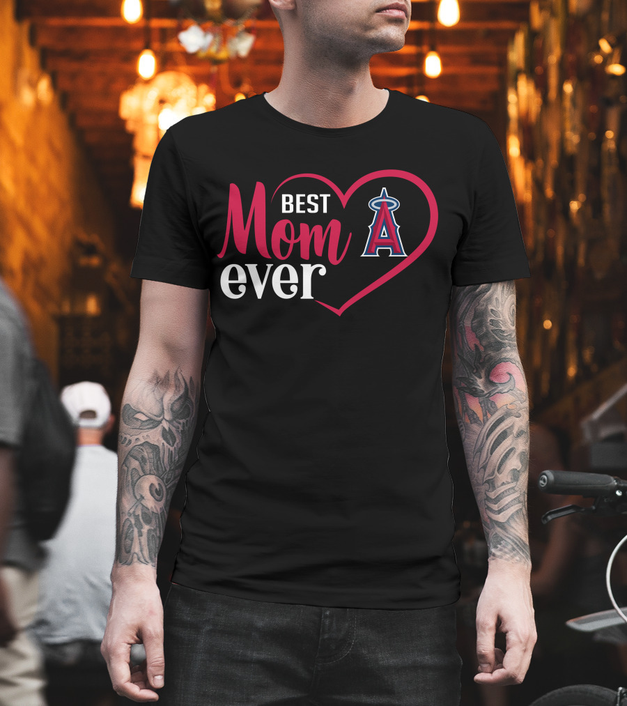 Los Angeles Angels Best Mom Ever Heart T-Shirt