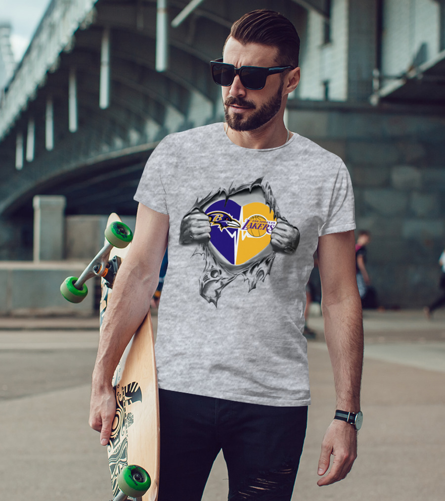 Lakers Baltimore Ravens Heart In My Hands T-Shirt