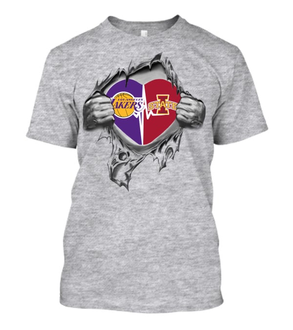 Los Angeles Lakers And Iowa State Cyclones Heart T-Shirt