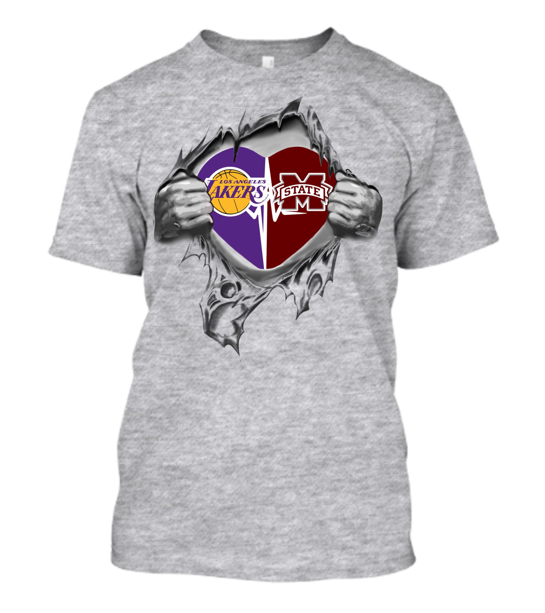 Lakers Mississippi State Bulldogs Heart T-Shirt