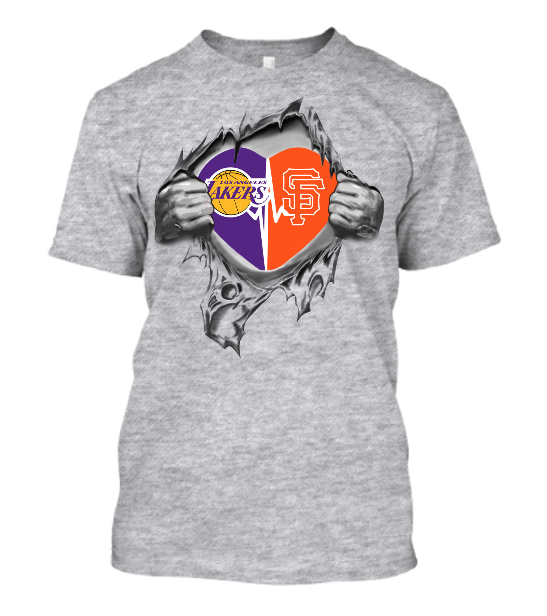 Los Angeles Lakers San Francisco Giants Heart T-Shirt