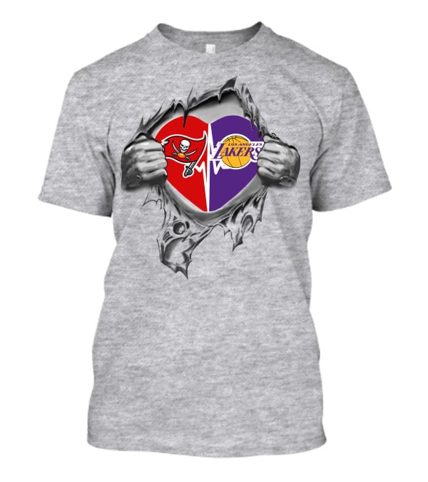 Lakers Tampa Bay Buccaneers Heartbeat Passion Fan Love T-Shirt