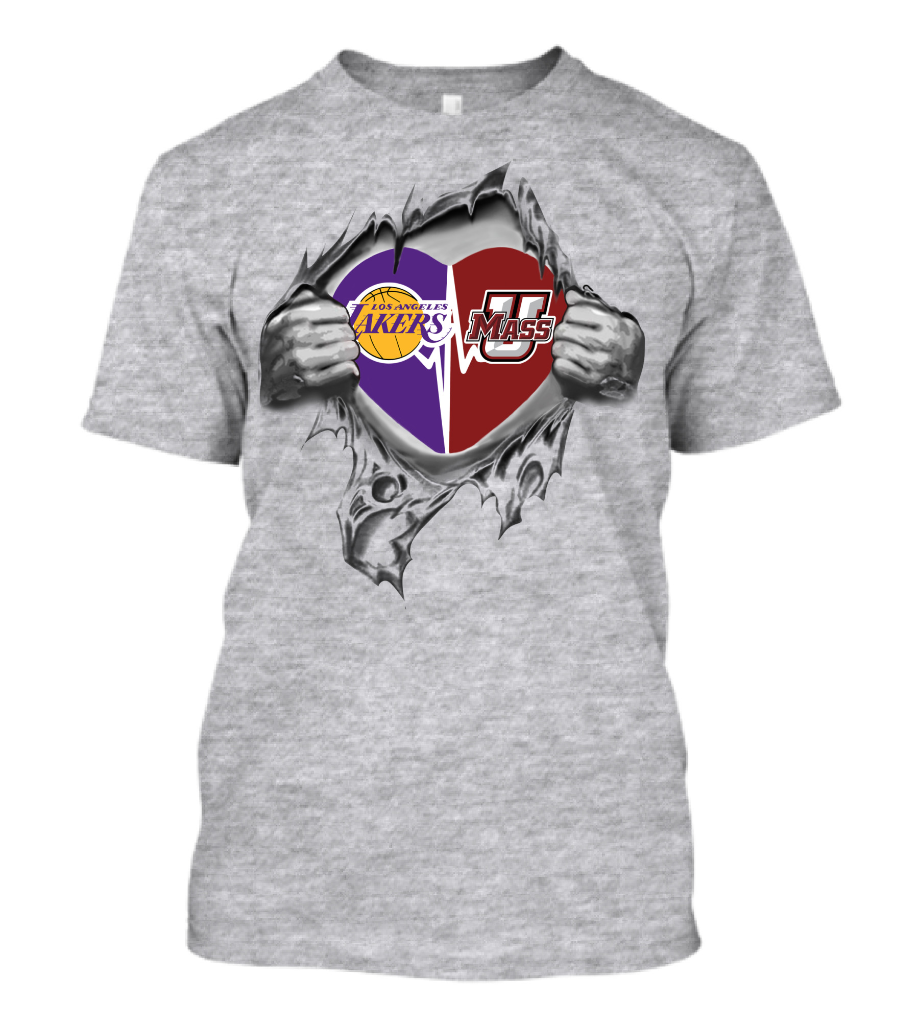 Los Angeles Lakers Umass Minutemen Heart T-Shirt