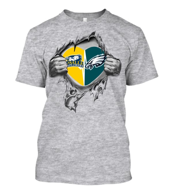 Eagles La Salle Explorers Heart With Logo Designs T-Shirt