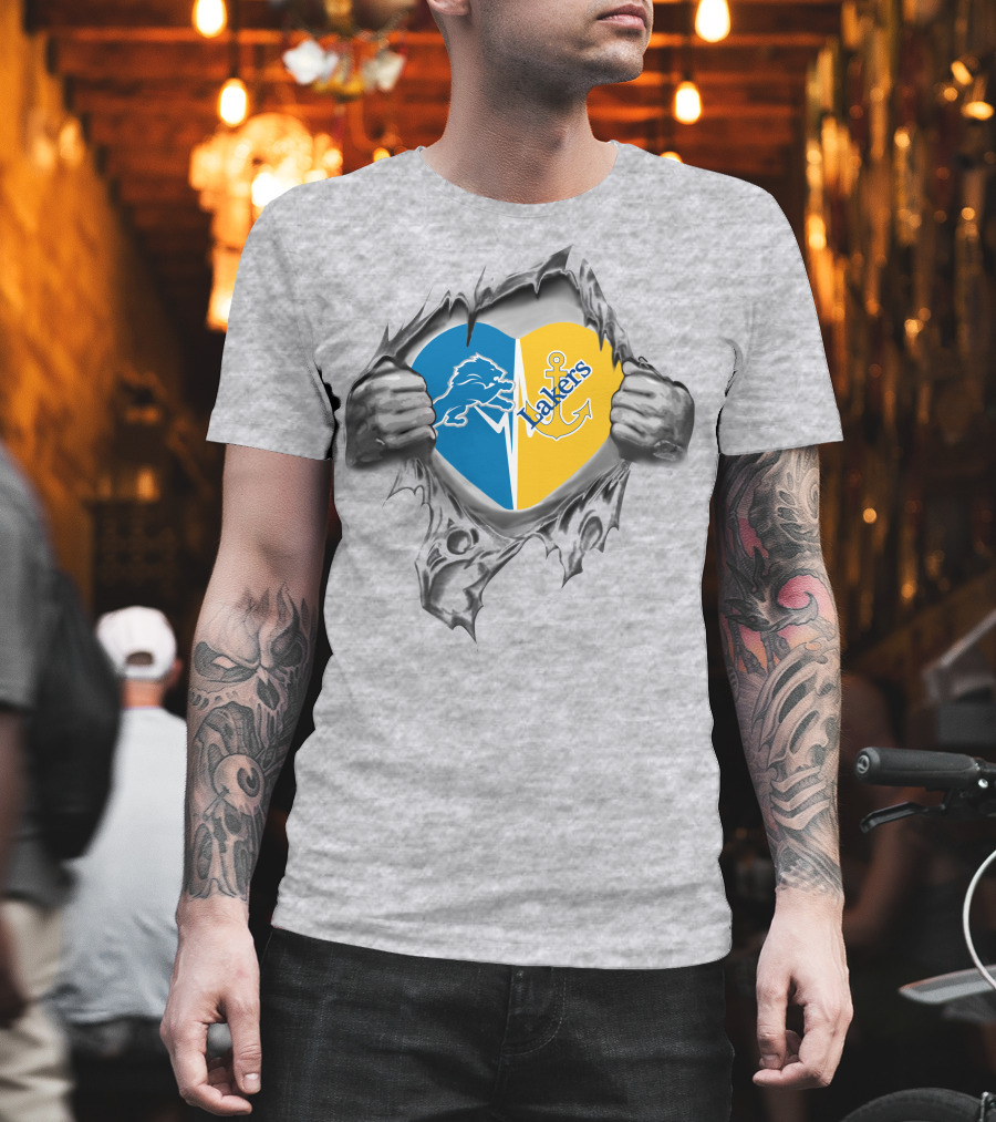 Lake Superior State Lakers Heart With Lions 154 T-Shirt