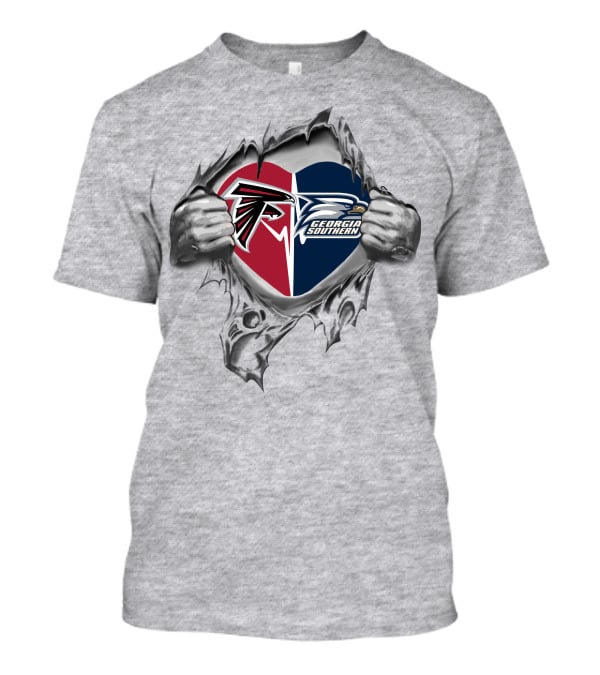 Atlanta Falcons Georgia Southern Eagles Heart Ripped Open T-Shirt