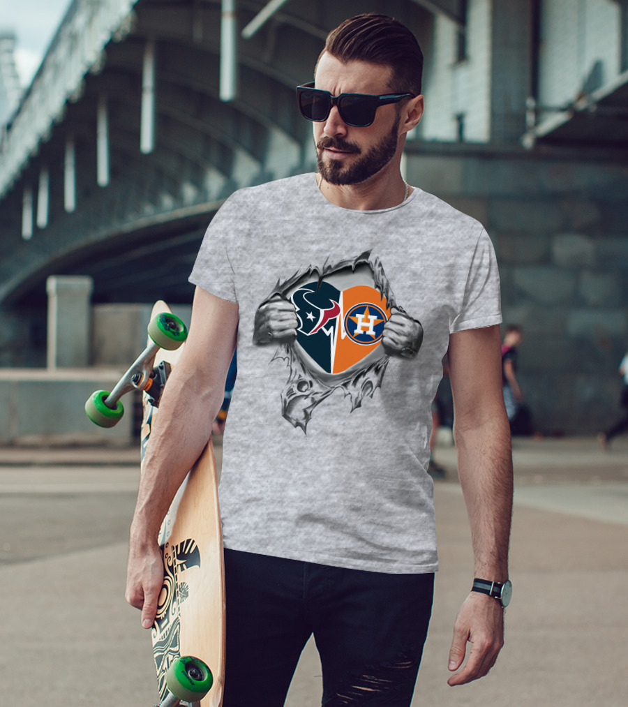 Texans Houston Astros Heart Design 211-Front T-Shirt