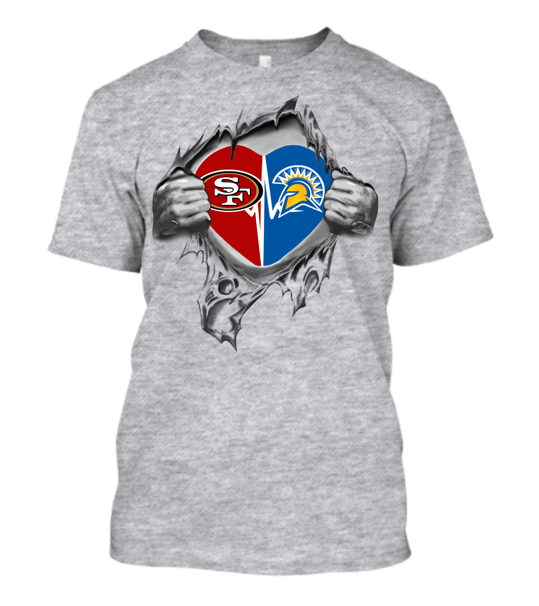 49ers San Jose State Spartans Heart Logo Split T-Shirt