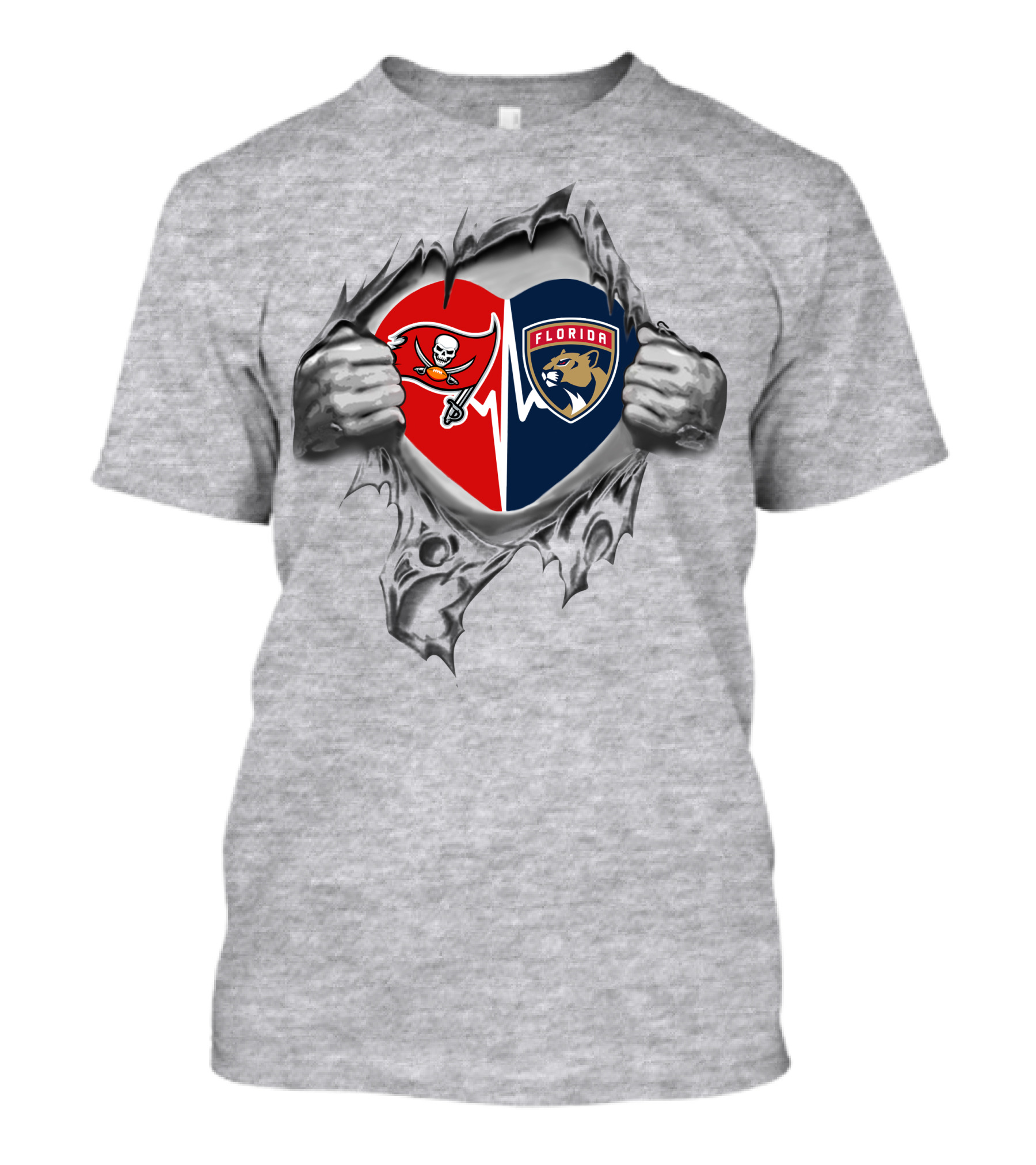 Buccaneers Florida Panthers Heartbeat Unity T-Shirt