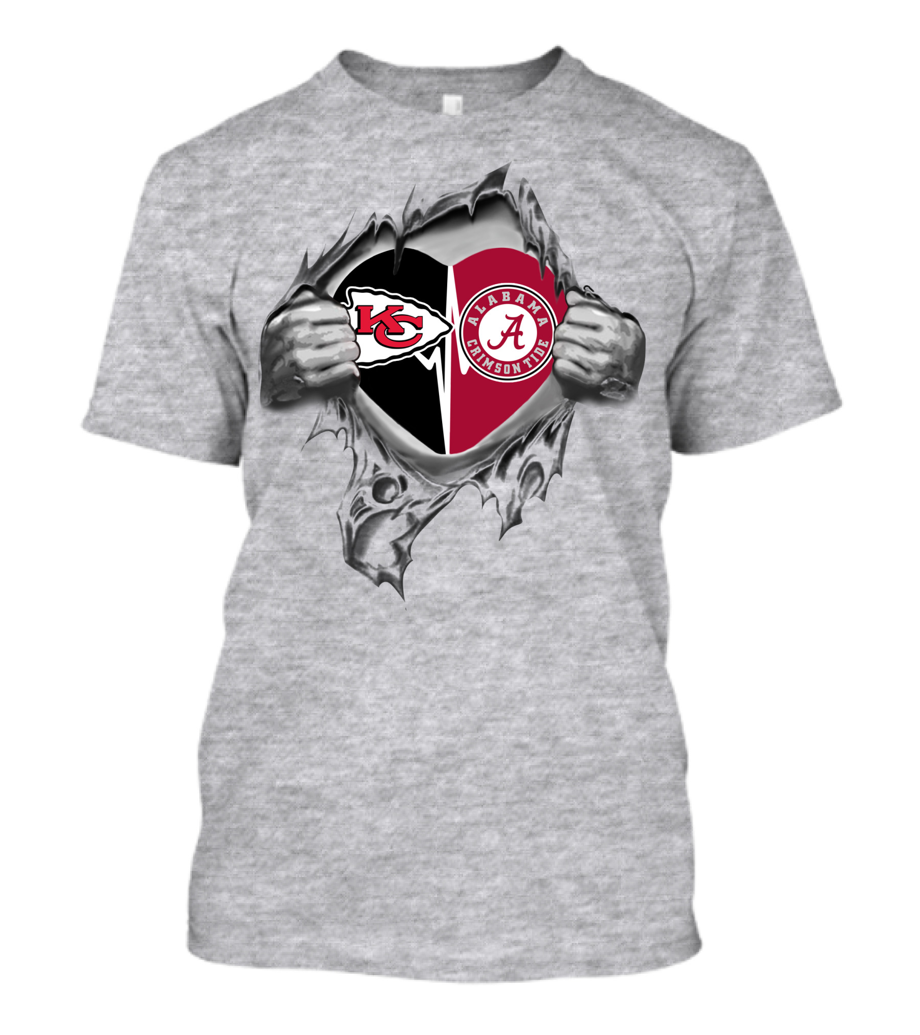 Kansas City Chiefs And Alabama Crimson Tide Heart Symbol Passion T-Shirt