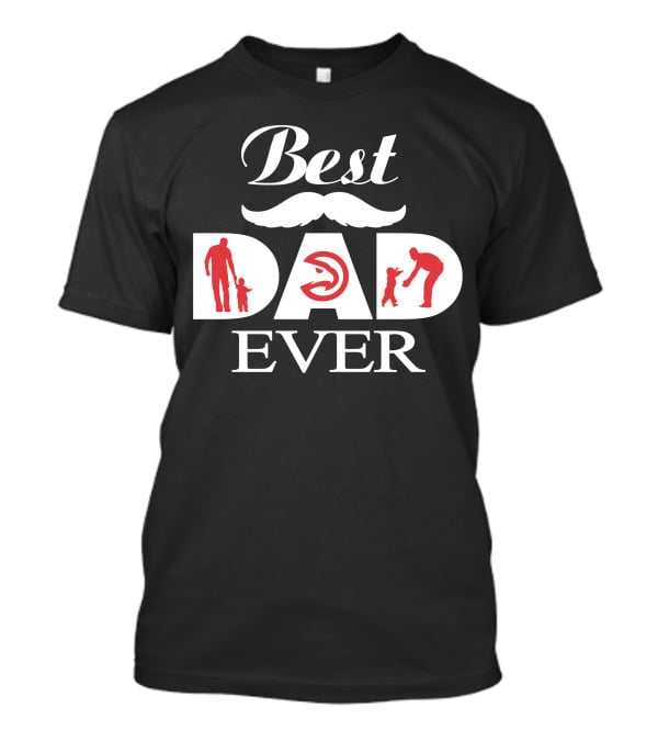Atlanta Hawks Best Dad Ever Mustache Design With Father And Child Silhouettes T-Shirt