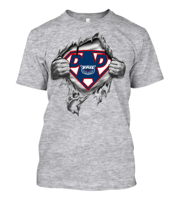 Fau Owls Super Dad Emblem With Florida Atlantic T-Shirt