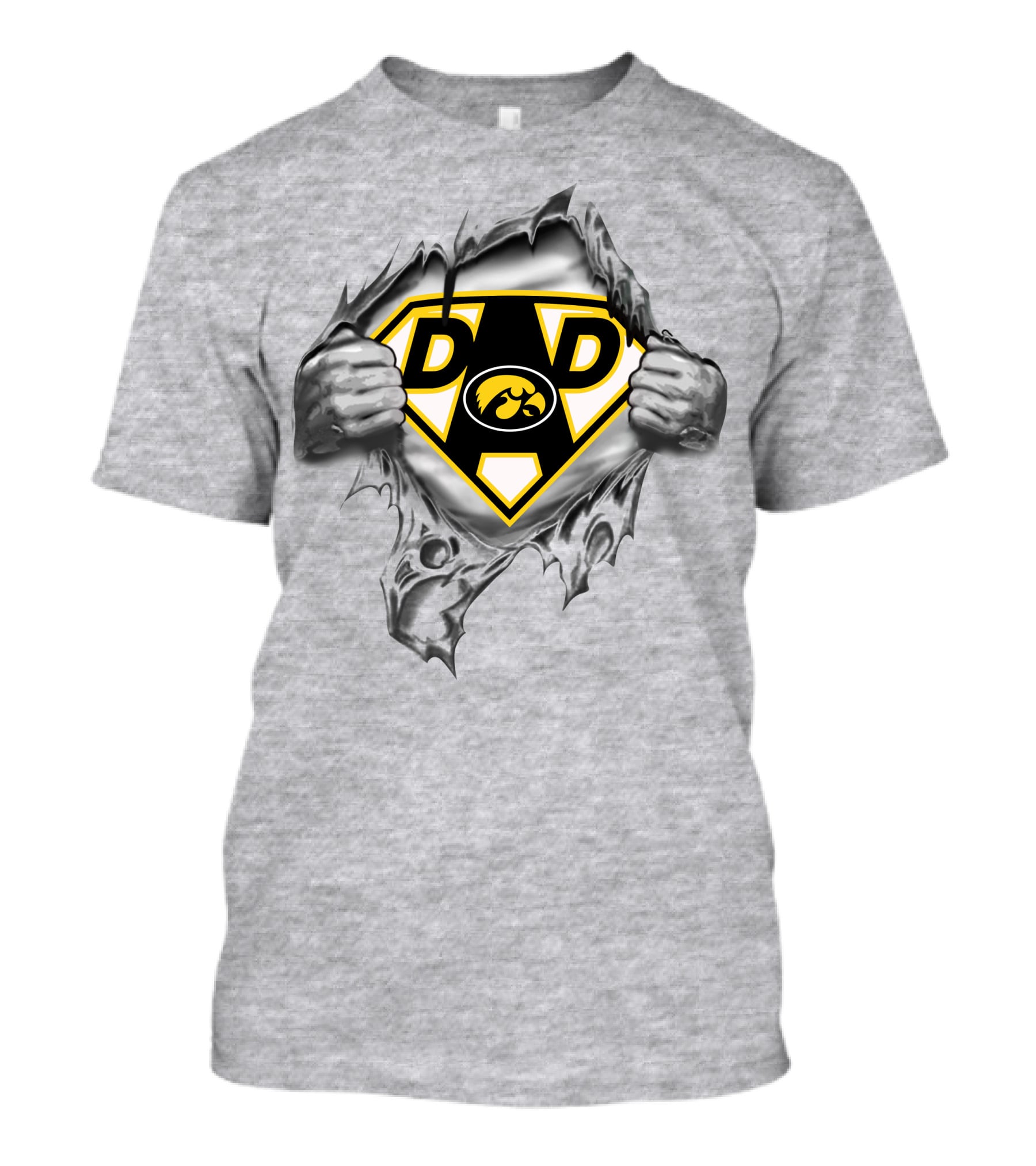 Iowa Hawkeyes Dad Superhero Logo Tear-Through T-Shirt
