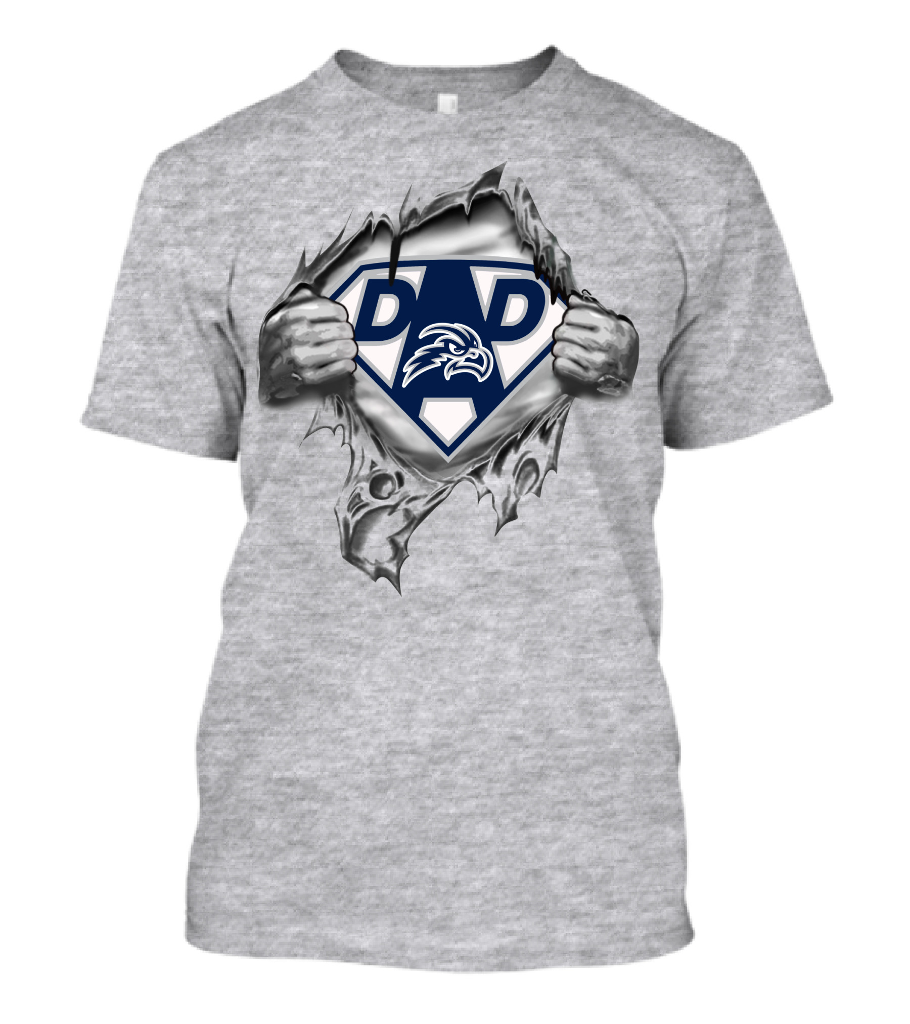 North Florida Ospreys 148 Super Dad Emblem With Torn Fabric T-Shirt