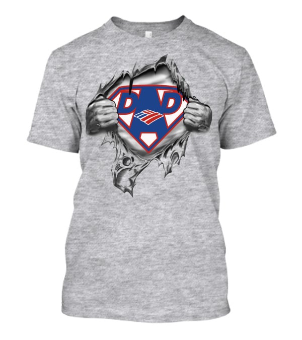 Bank Of America Super Dad Emblem With Torn Gray T-Shirt