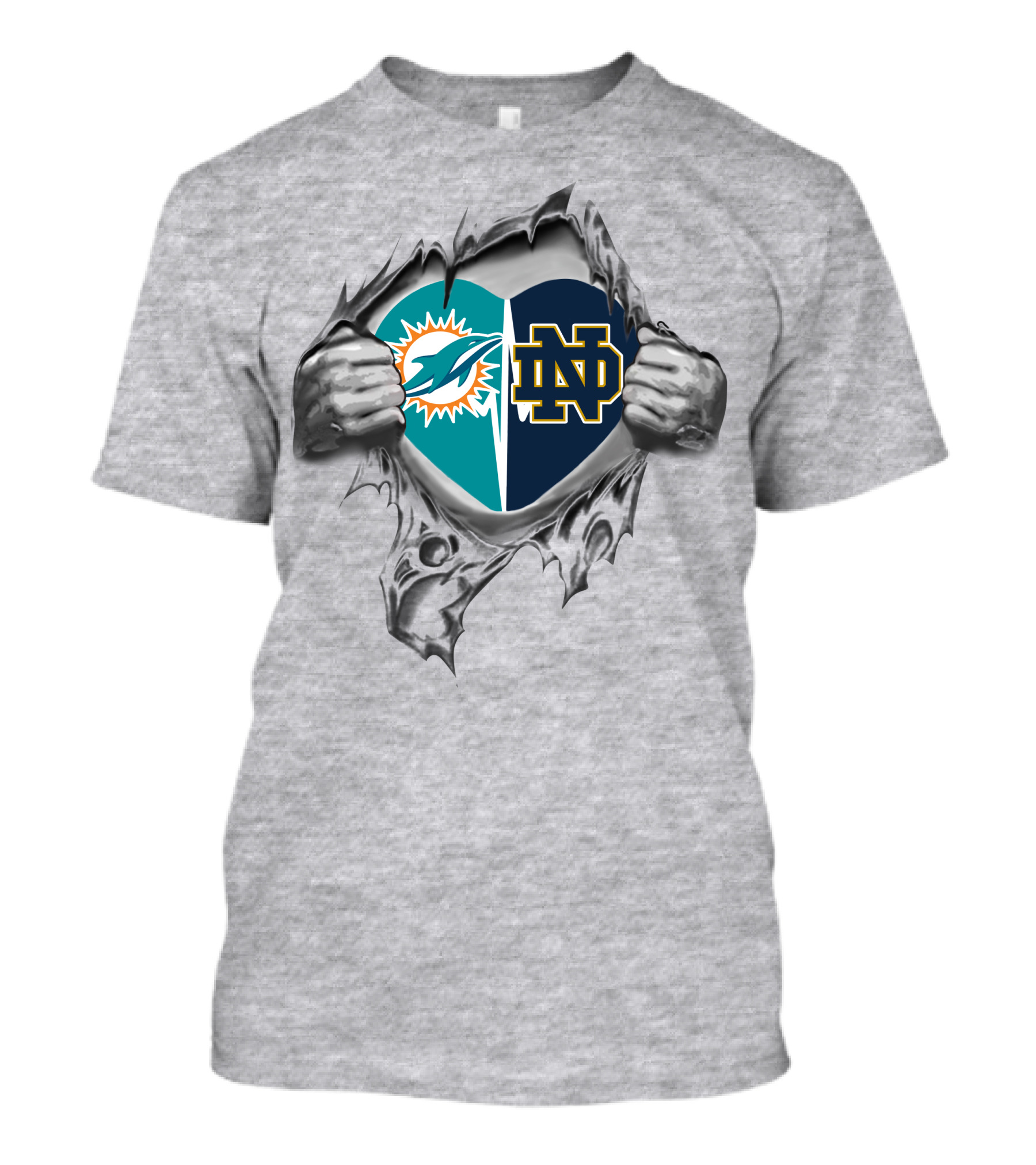 Notre Dame Fighting Irish Dolphins Heart Symbol T-Shirt