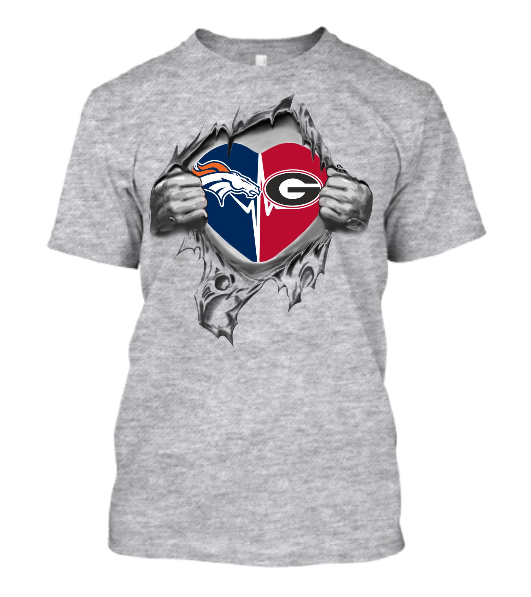 Broncos Georgia Bulldogs Heart T-Shirt