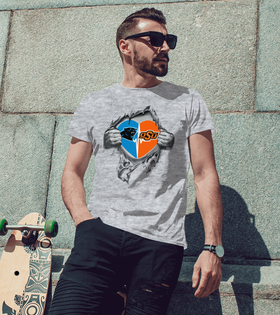 Panthers Oklahoma State Cowboys Heart T-Shirt