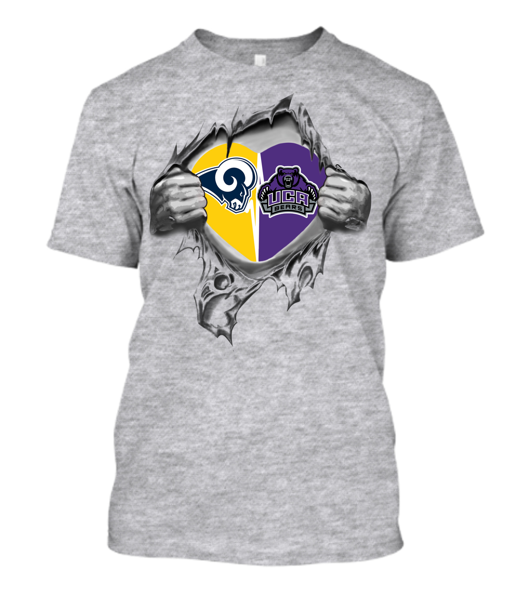 Rams Uca Bears It's In My Heart Dual Loyalty Tear T-Shirt