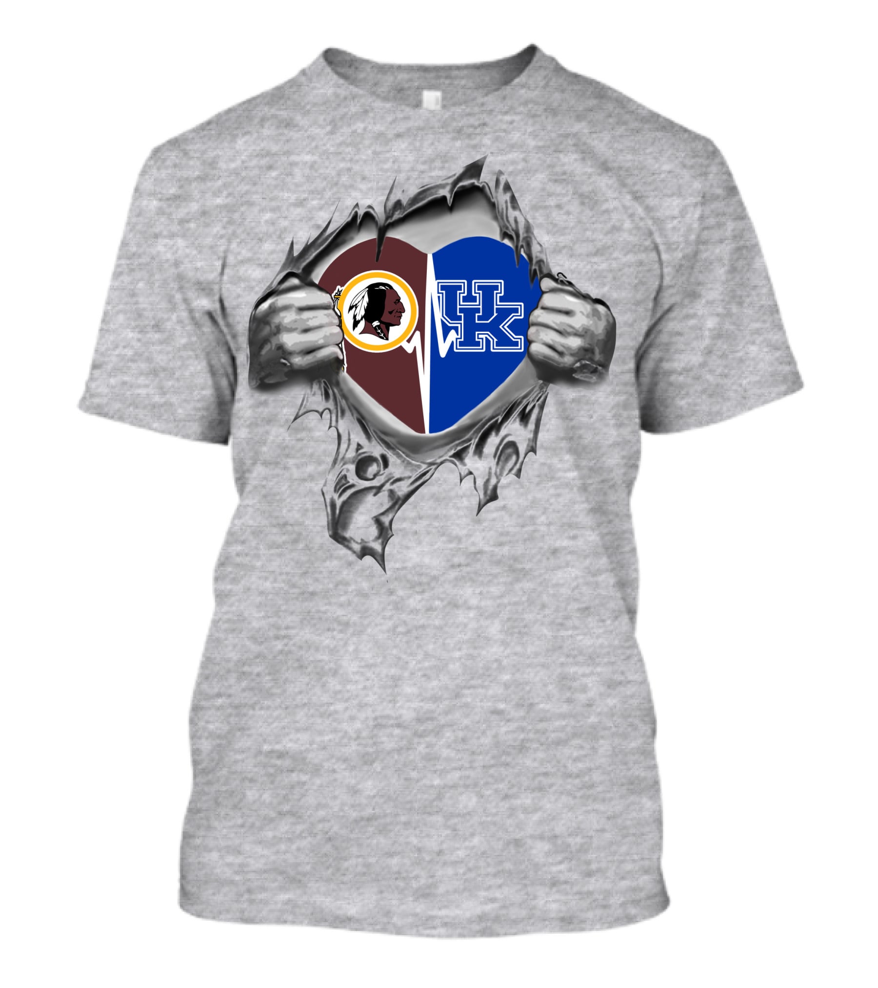 Redskins And Kentucky Wildcats Heart T-Shirt