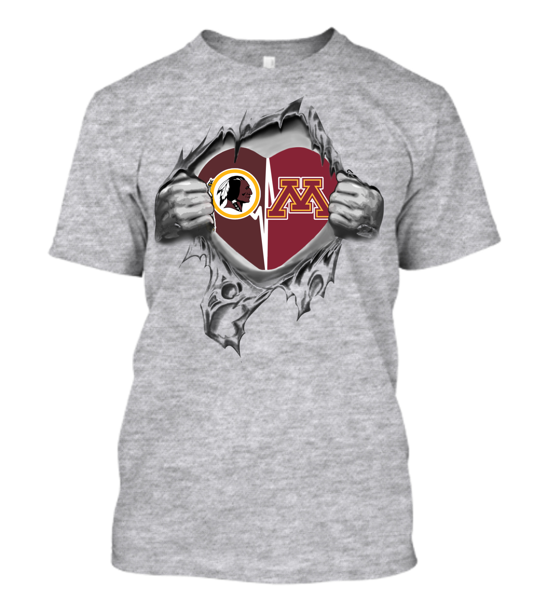 Redskins Minnesota Golden Gophers Heartbeat Passion T-Shirt