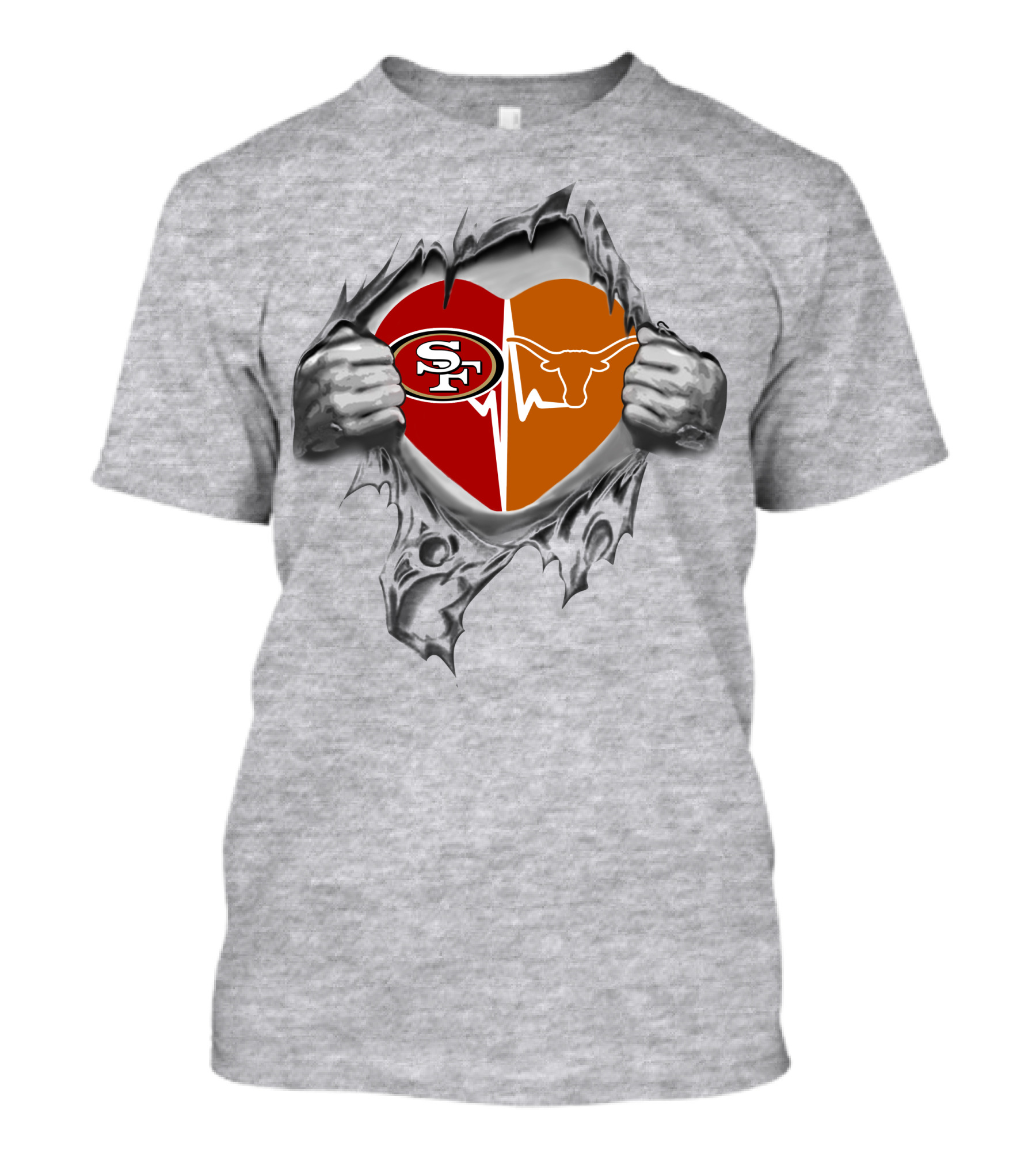 49ers Longhorns Heart Hands T-Shirt