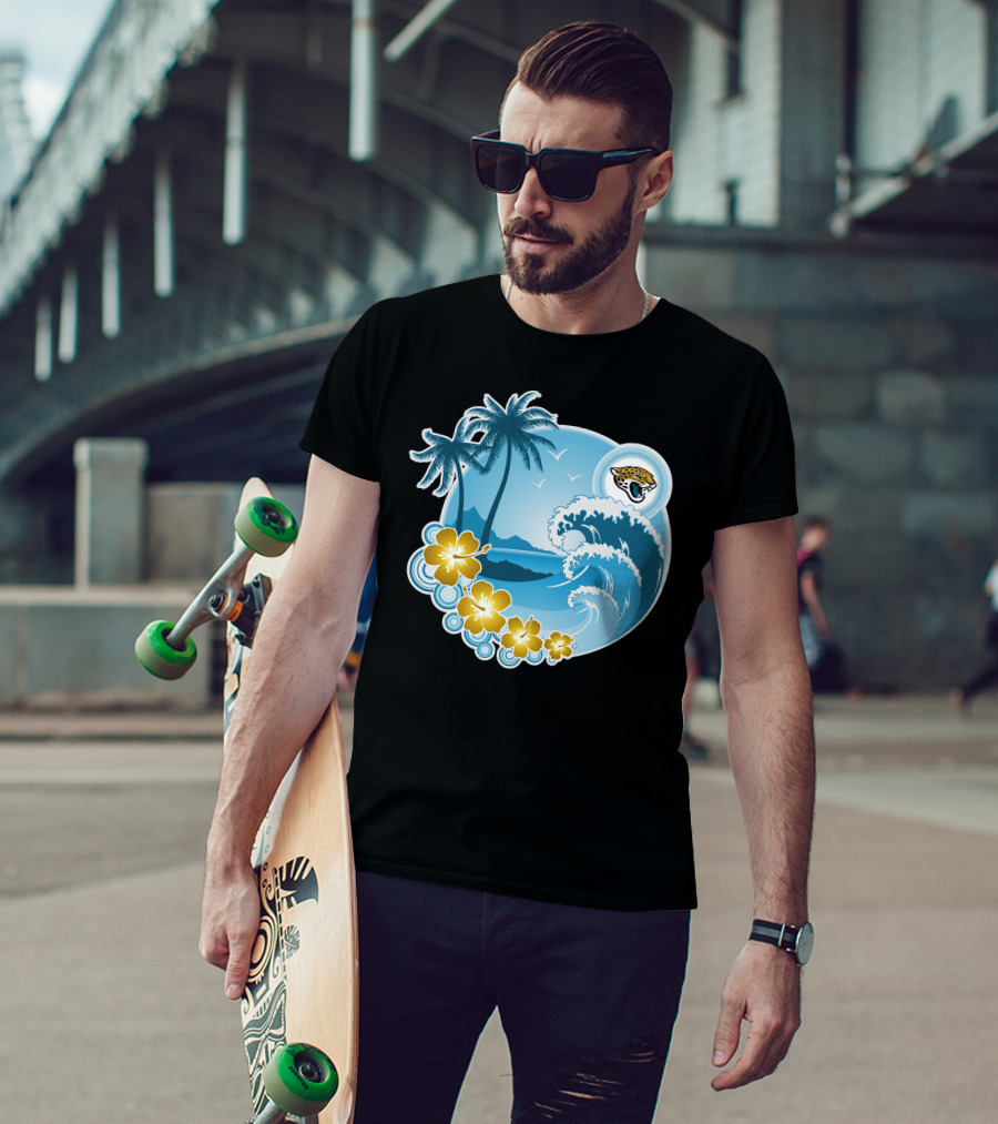 Jacksonville Jaguars Tropical Beach Holiday Wave Scene T-Shirt