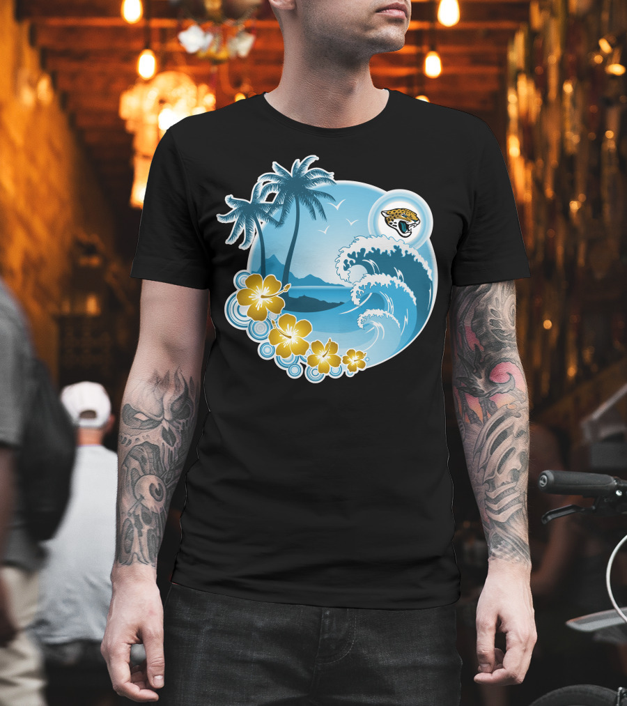 Jacksonville Jaguars Tropical Beach Holiday Wave Scene T-Shirt