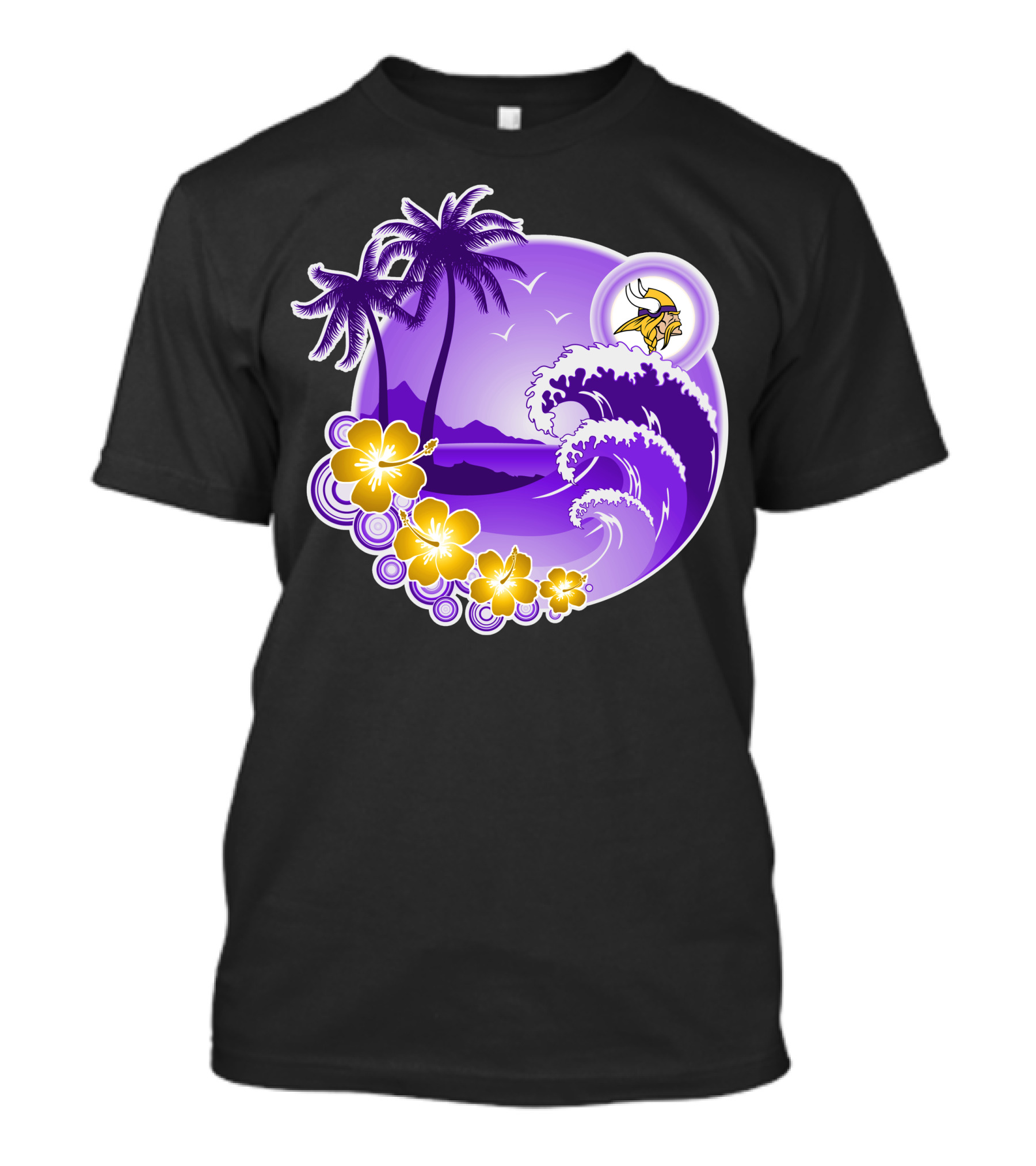 Minnesota Vikings Tropical Wave Happy Holidays T-Shirt
