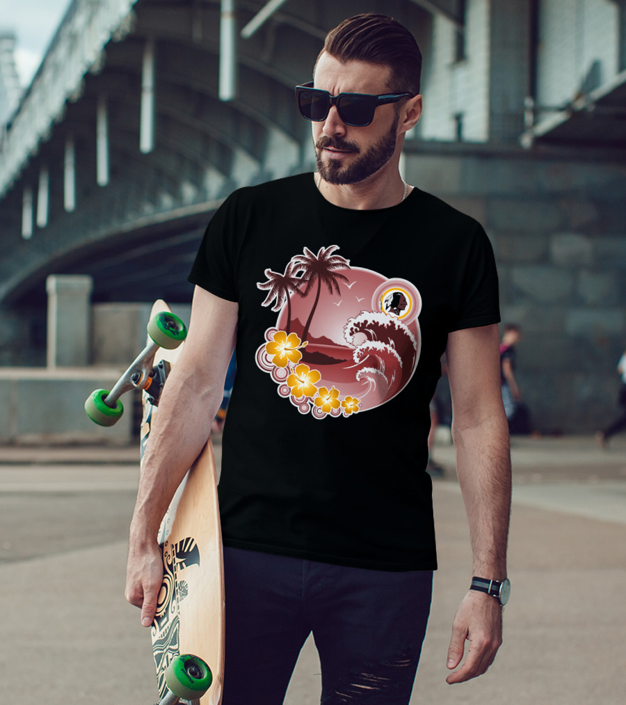 Washington Redskins Tropical Holiday Waves And Palm Trees T-Shirt