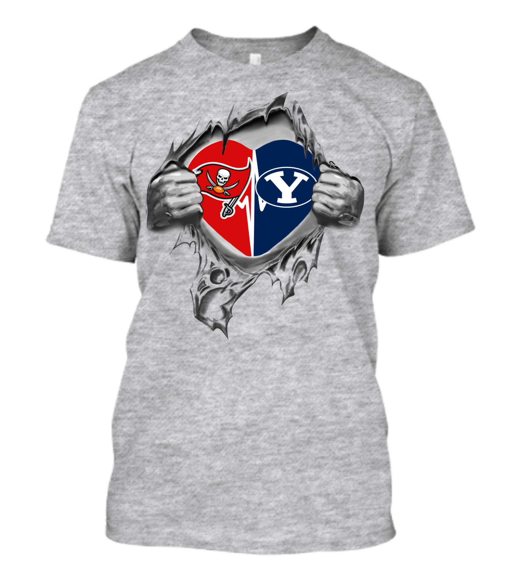 Buccaneers Byu Cougars Heartbeat Passion T-Shirt