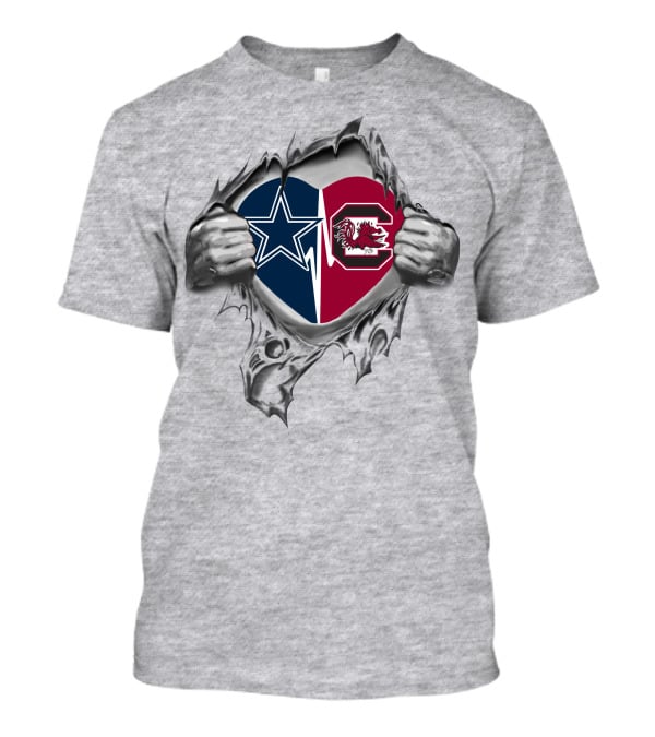Dallas Cowboys South Carolina Gamecocks Heart Fusion T-Shirt