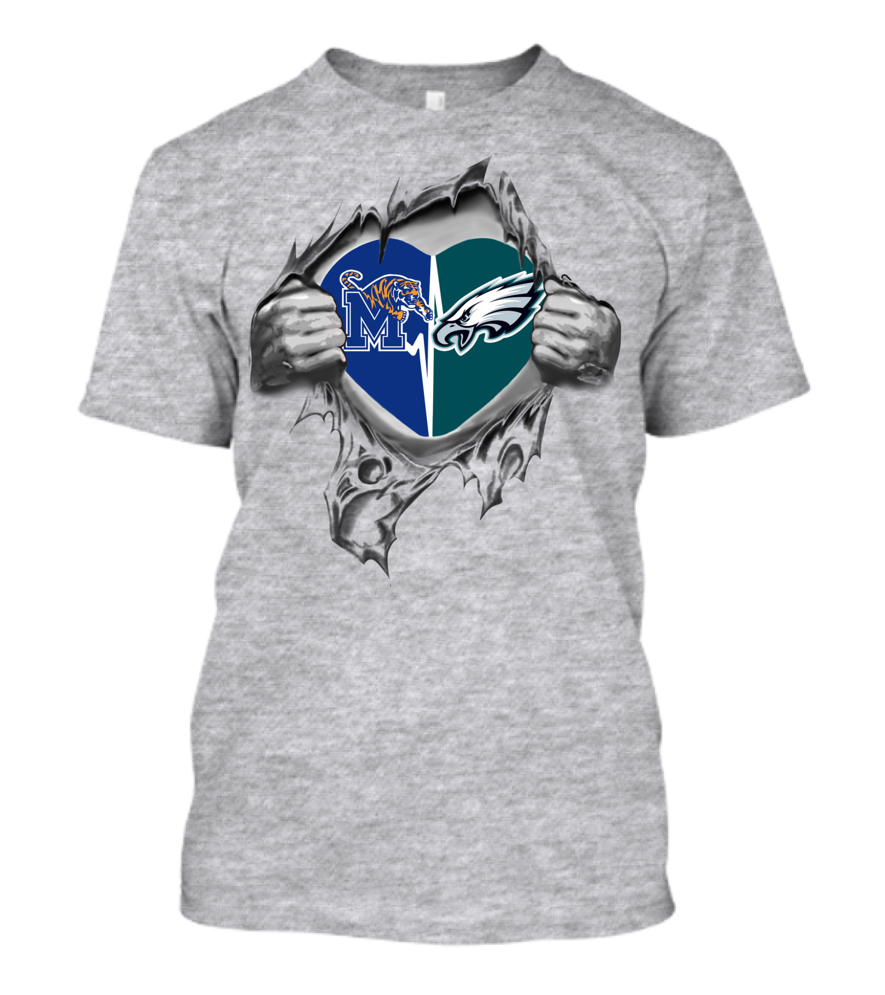 Eagles And Memphis Tigers Heart T-Shirt