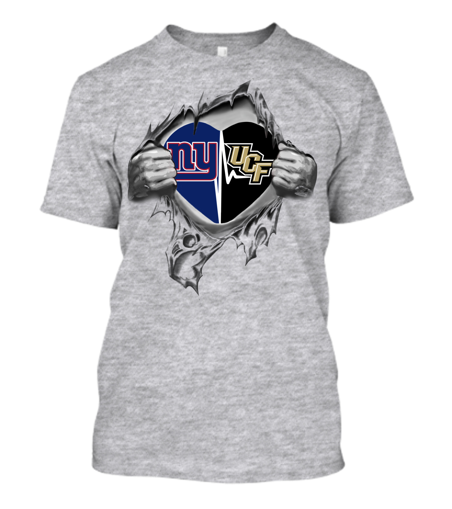 New York Giants Ucf Knights Heart Rip Football Fans T-Shirt