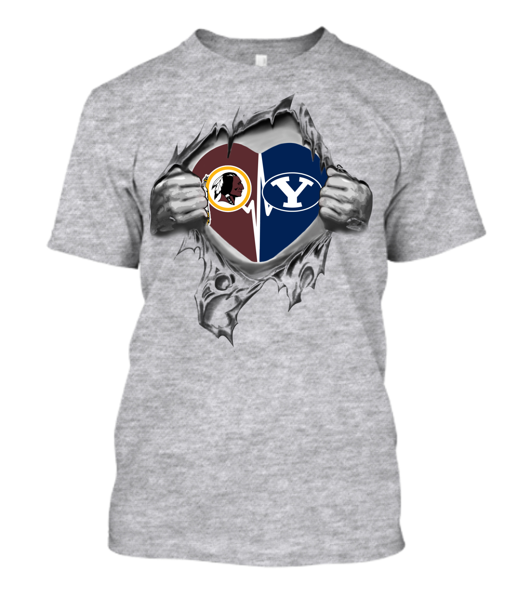 Redskins Byu Cougars Heart Pullover T-Shirt
