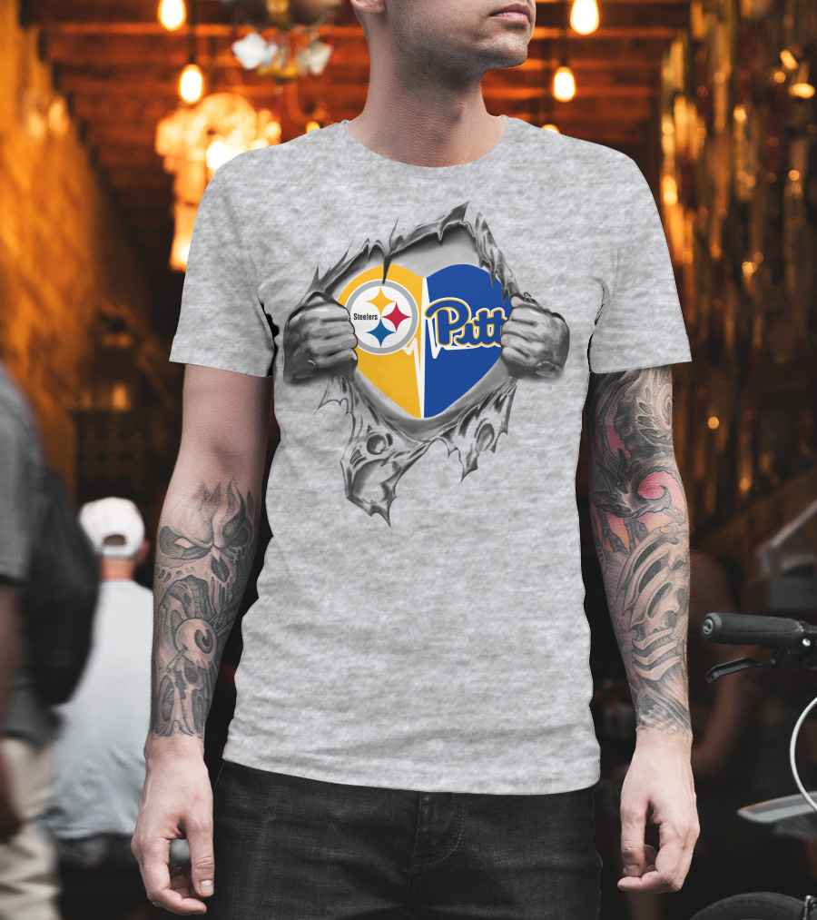 Steelers Pitt Panthers Heart Combination T-Shirt