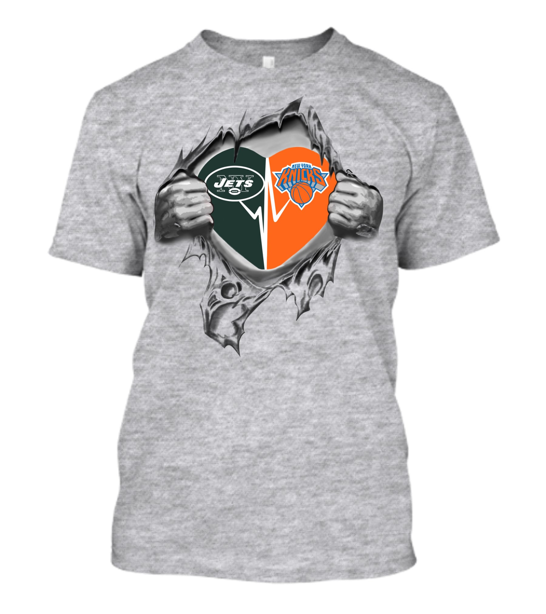 Jets Knicks Heart Logo Rip T-Shirt