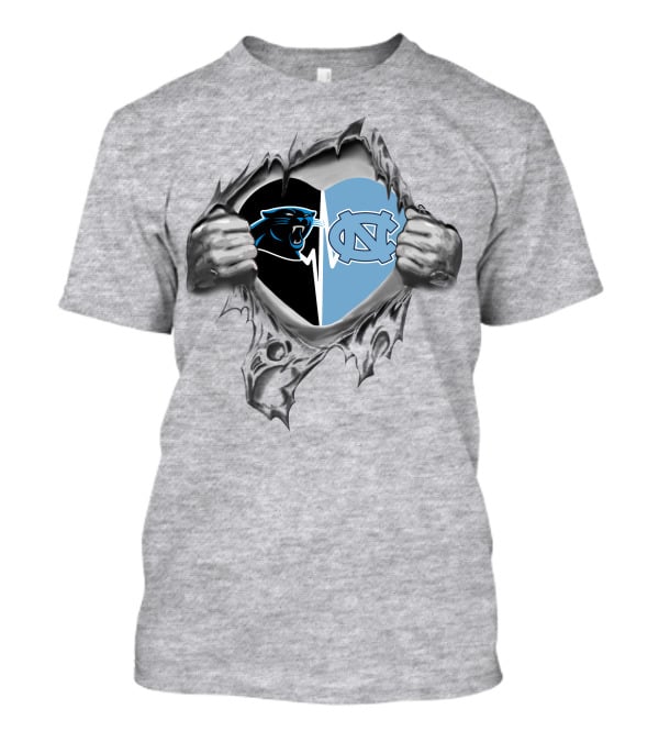 Panthers North Carolina Tar Heels Logos Heart Design It's In My Heart T-Shirt