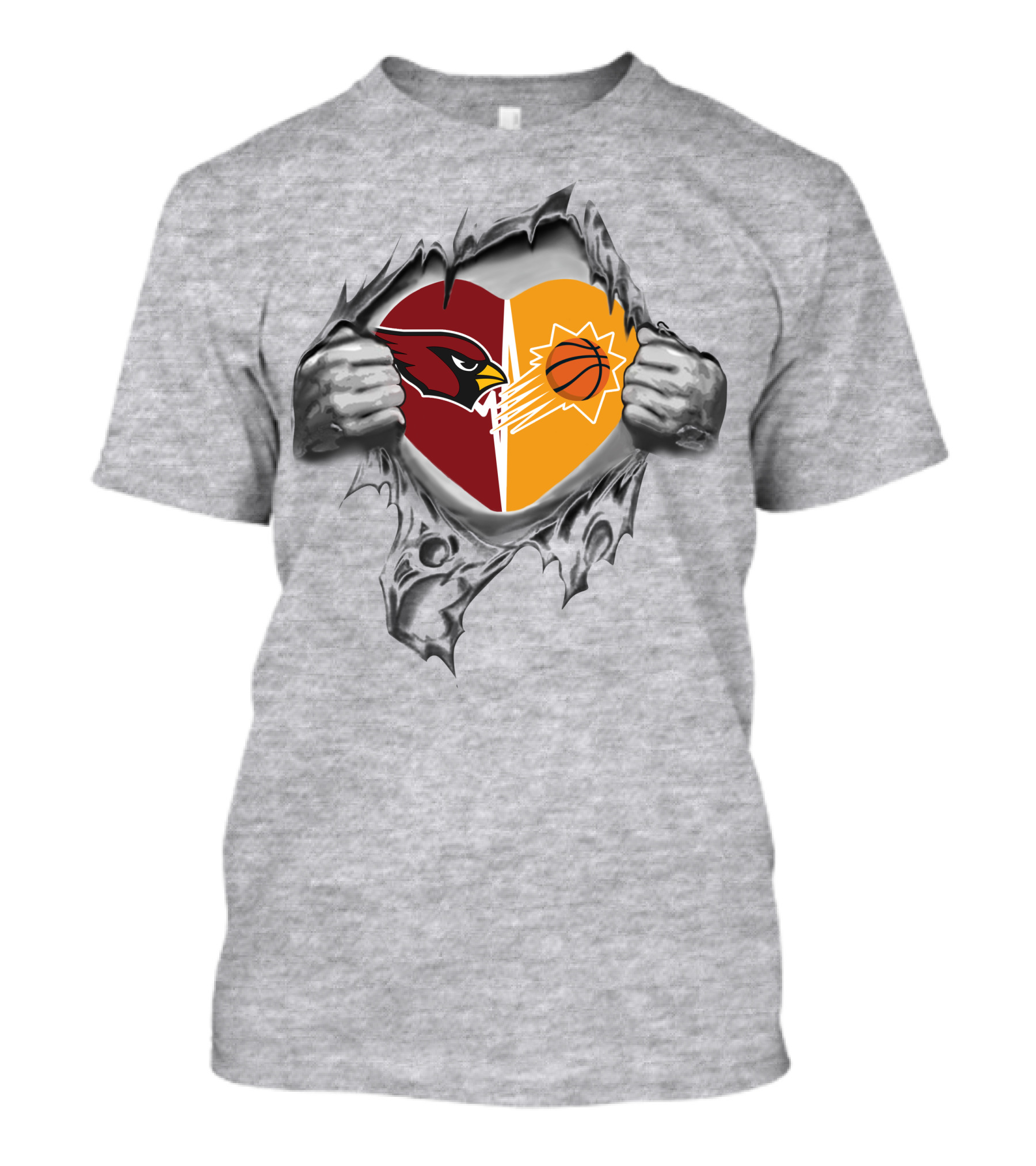 Arizona Cardinals Phoenix Suns Heart Emblem Pulled Open T-Shirt