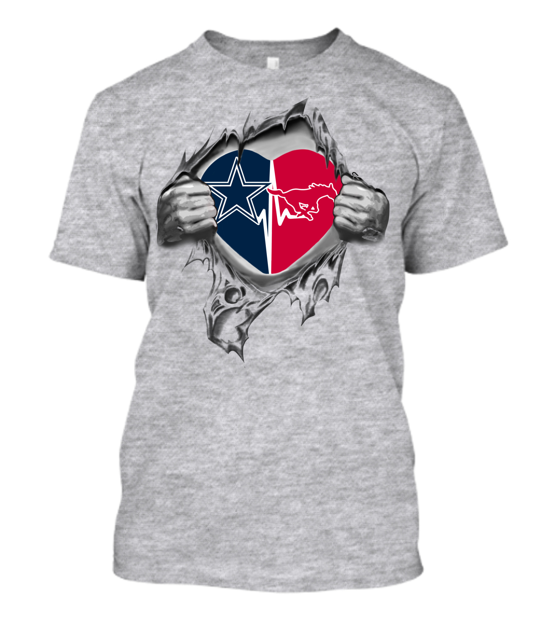 Dallas Cowboys Smu Mustangs Heart T-Shirt
