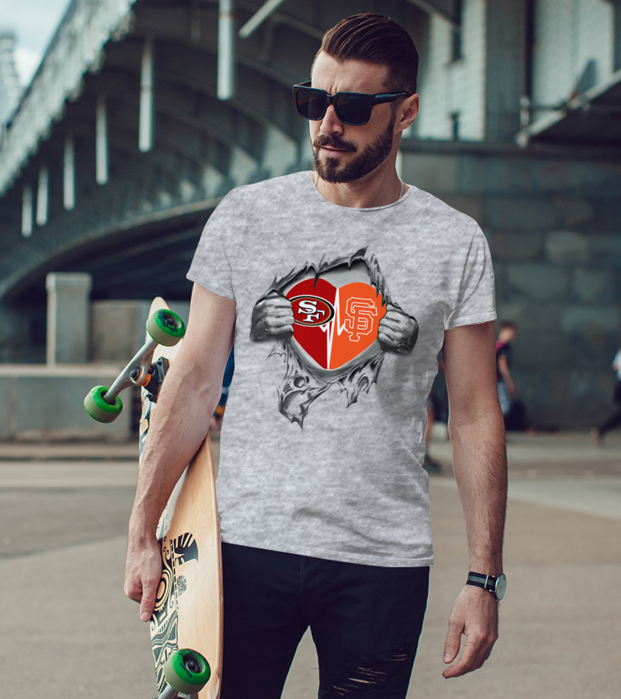 San Francisco 49ers Giants Heart Logo Split – It's In My Heart T-Shirt