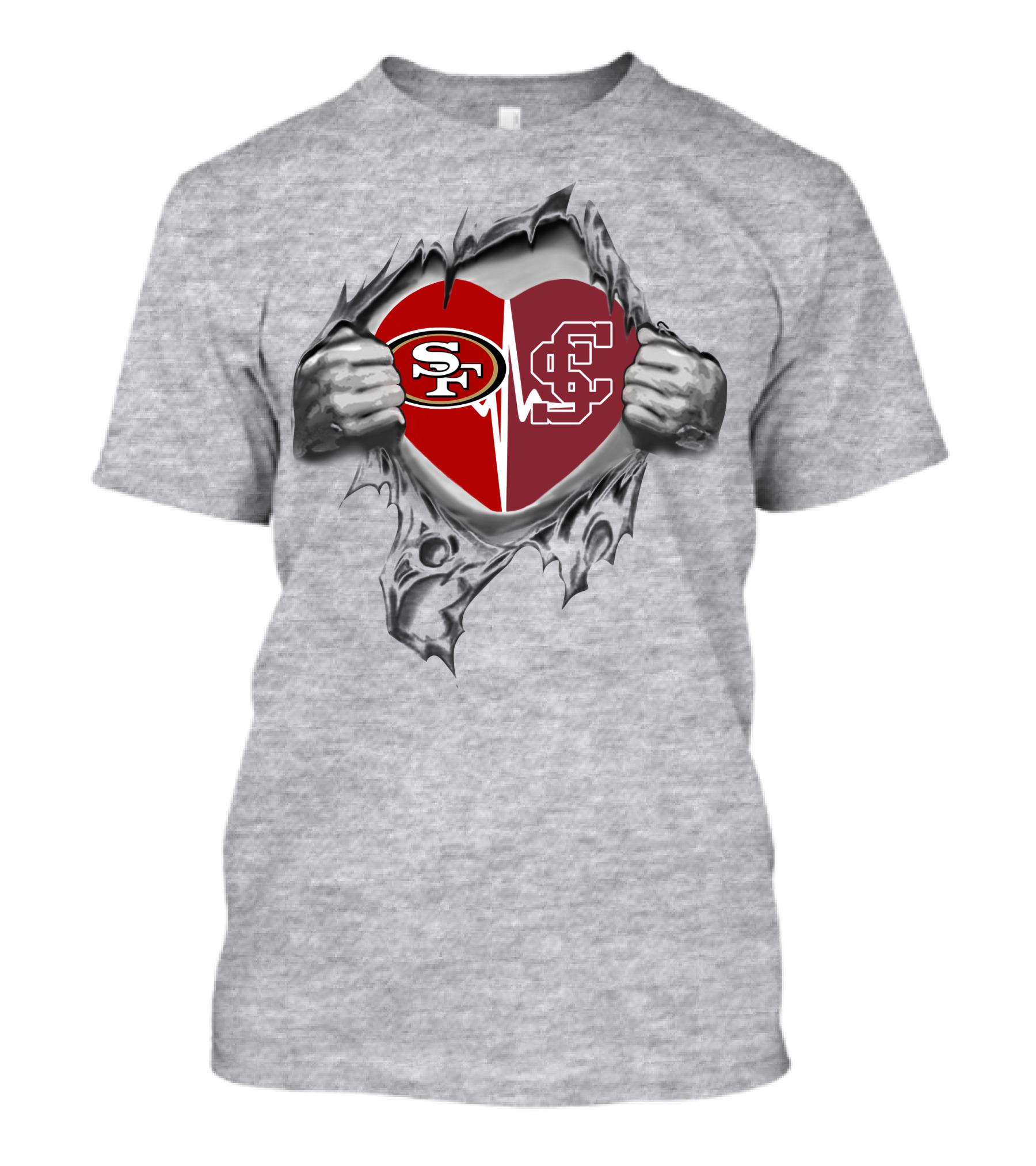 49ers Santa Clara Broncos Heart T-Shirt
