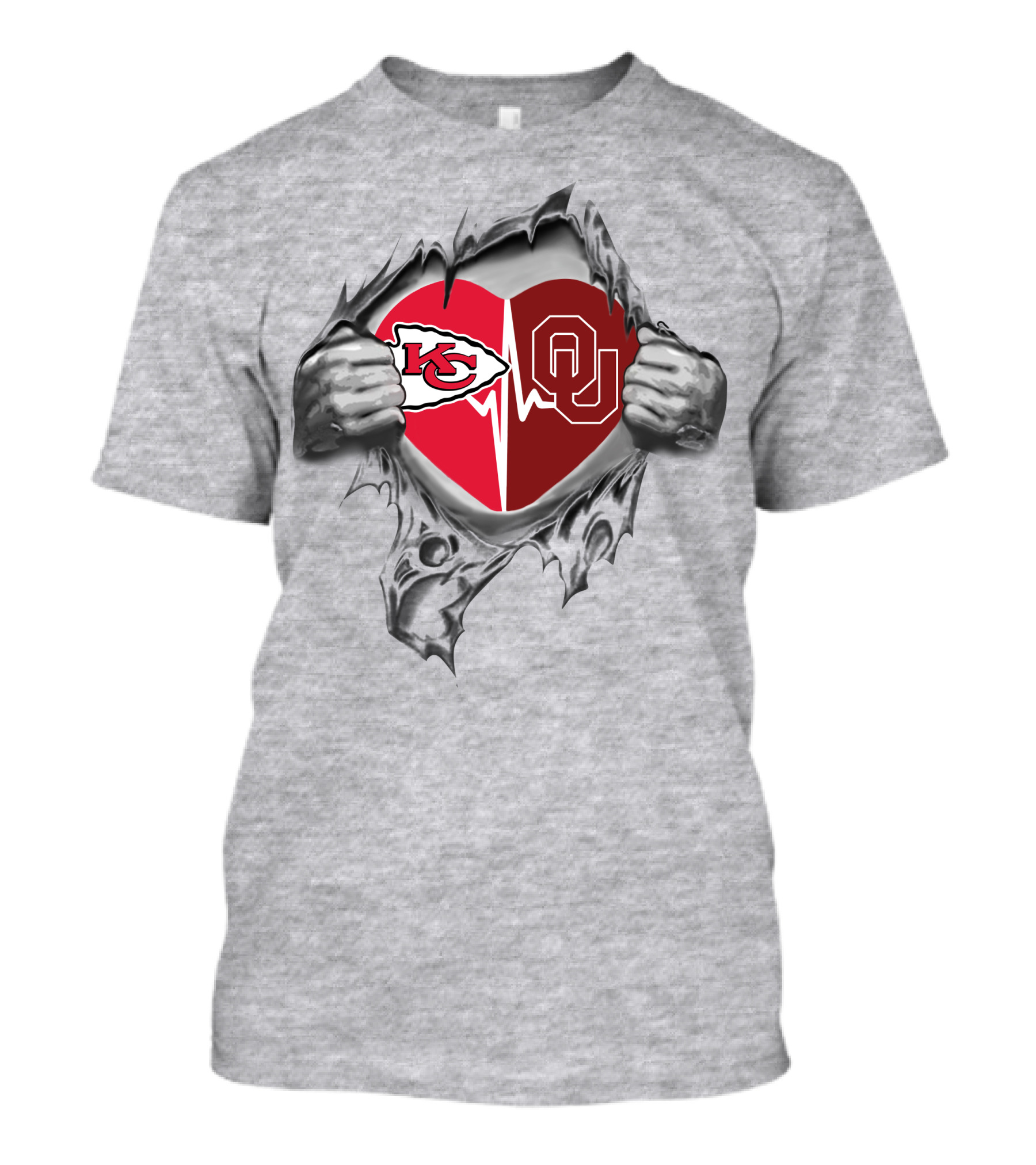 Chiefs Kansas City Oklahoma Sooners Heart In My Heart T-Shirt