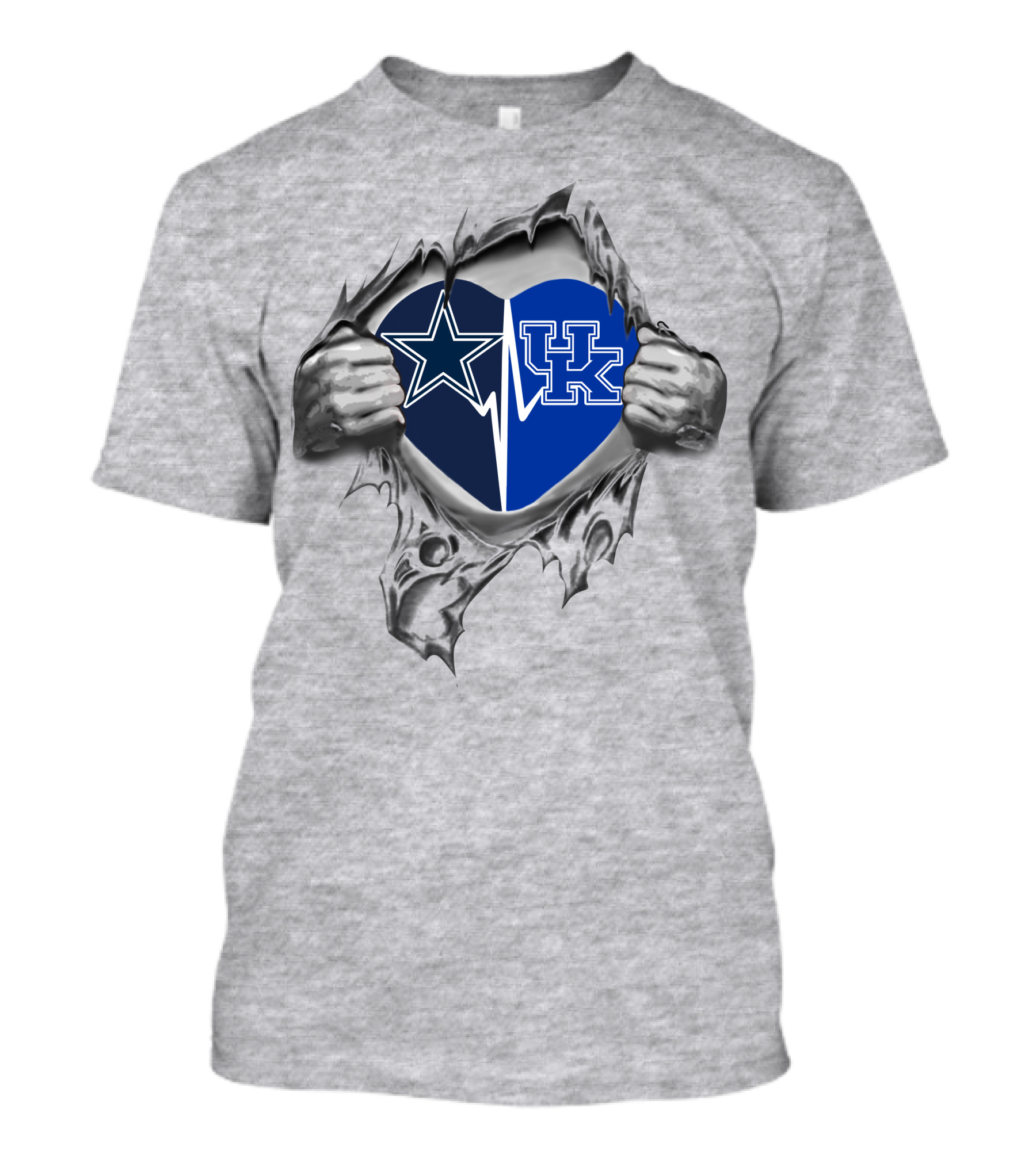 Cowboys Kentucky Heart Dallas And Uk Wildcats Logo Fusion T-Shirt